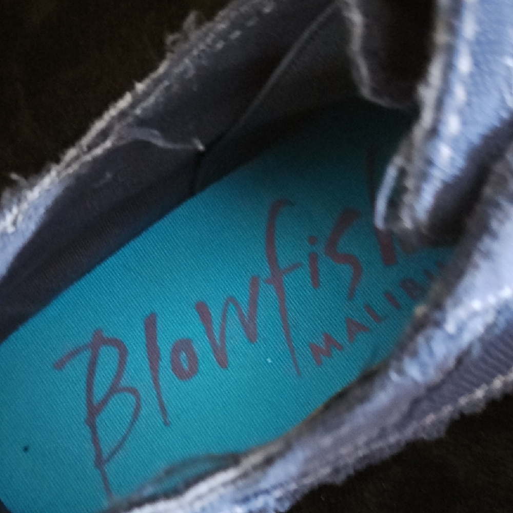 Blowfish Navy Blue Frayed Canvas Slip-On Sneakers - Picture 5 of 5